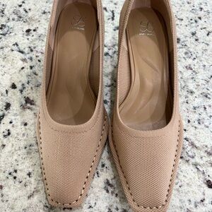 Beige Square-Toe Women's Shoes